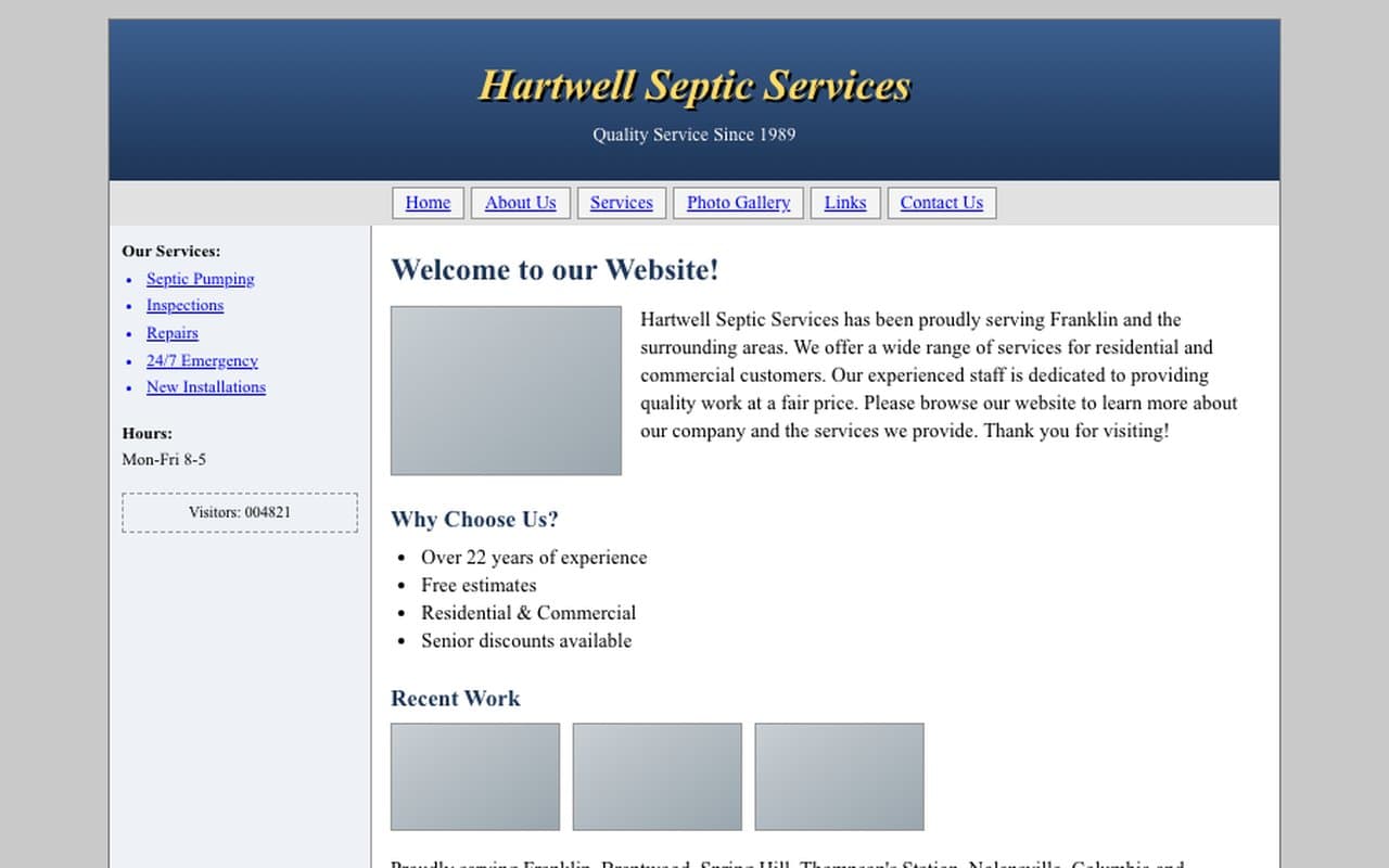 Hartwell Septic Services: before renovation