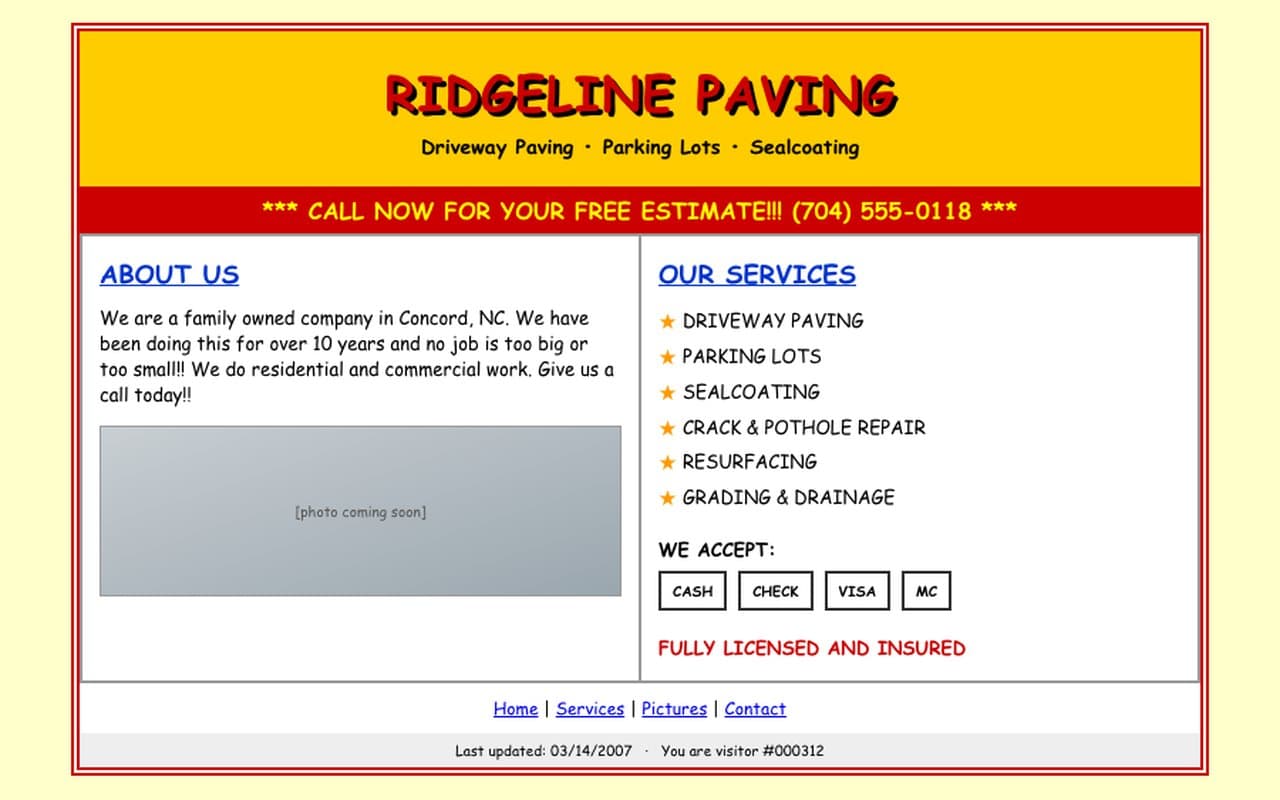 Ridgeline Paving: before renovation